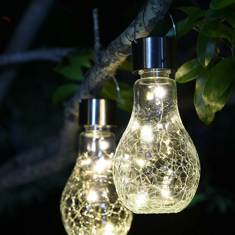 Newish Crackle Effect Glass Battery Powered Edison Bulb Outdoor Christmas Decoration Solar Light