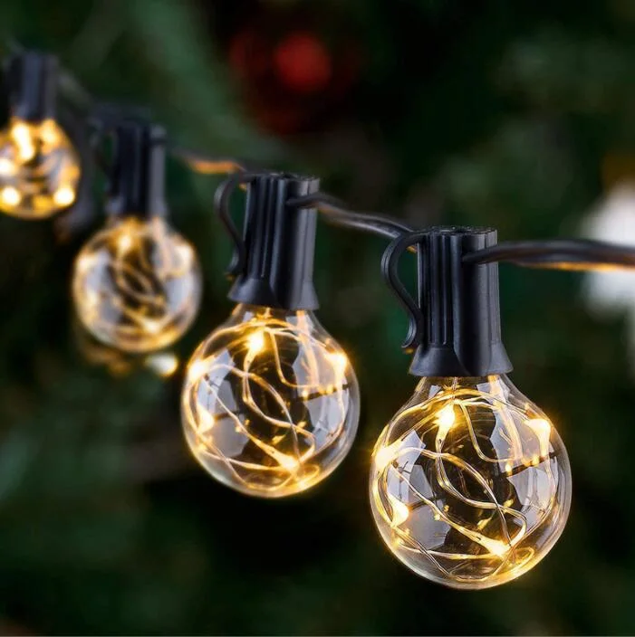 Remote Control 20LED Fairy Solar String Lights with G40 Bulbs for Outdoor Garden Christmas Commercial Decor