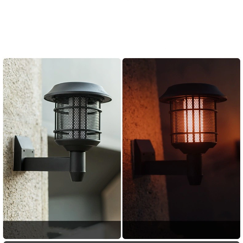 Waterproof Outdoor Lighting Solar LED Pillar Lamp Fickering Flame Decorative Garden Lights