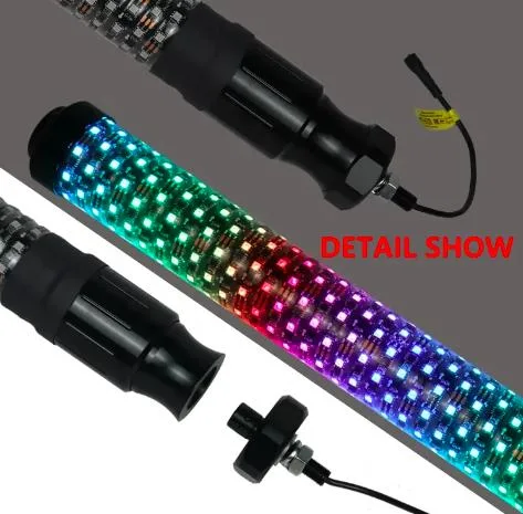 Newest Chubby Whip Light RGB Chasing Lighted Flag Pole Fat LED Whip Lights