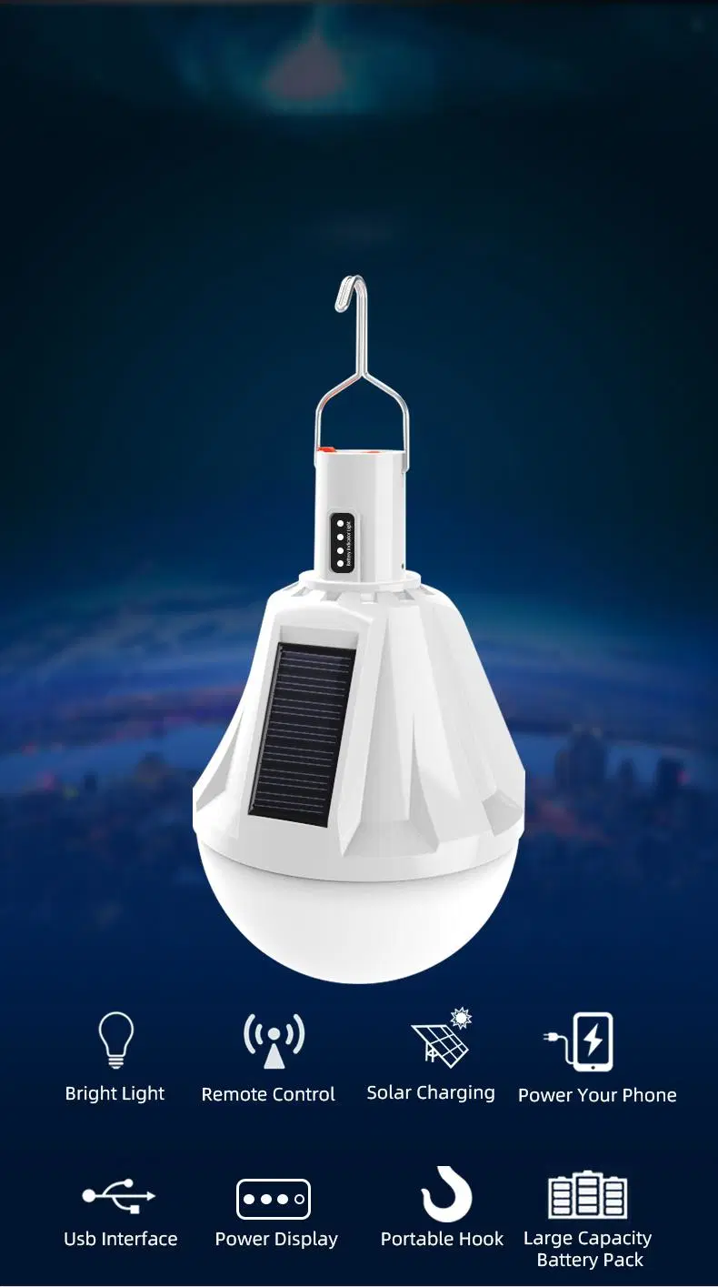 Built-in Lithium Battery 3 Side Solar Panel LED Solar Rechargeable Light Bulb
