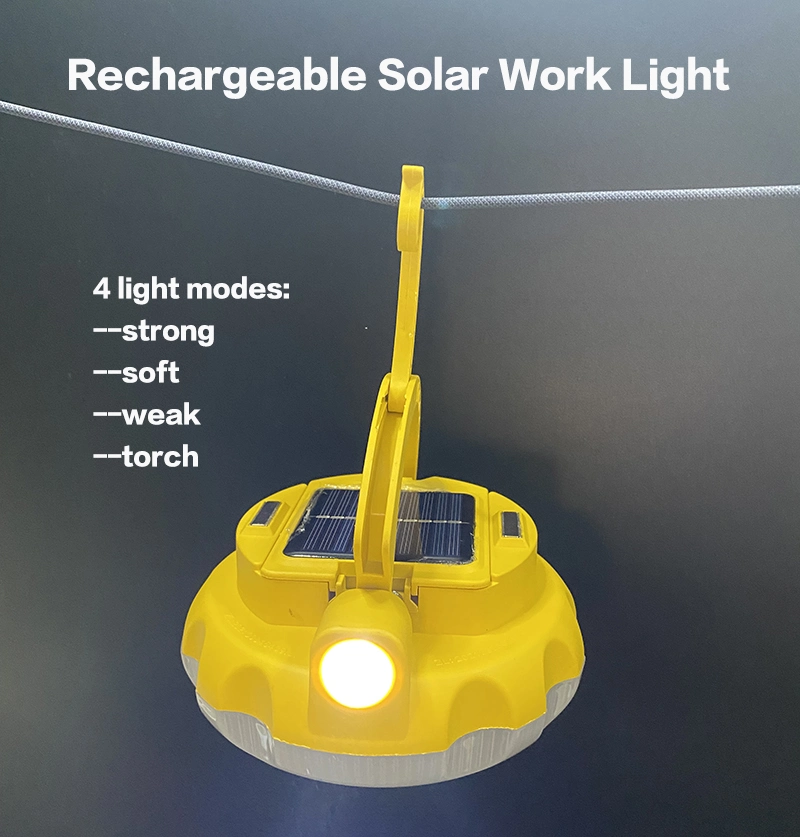 Small Rechargeable Solar LED Camping Light 4 Light Modes