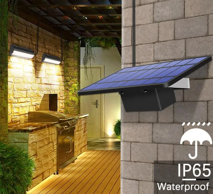 Waterproof Outdoor Pathway Motion Sensor Security Emergency LED Lighting 2 Heads Solar Powered PIR Sensor Wall Lamp LED Garden Solar Wall Garden Light