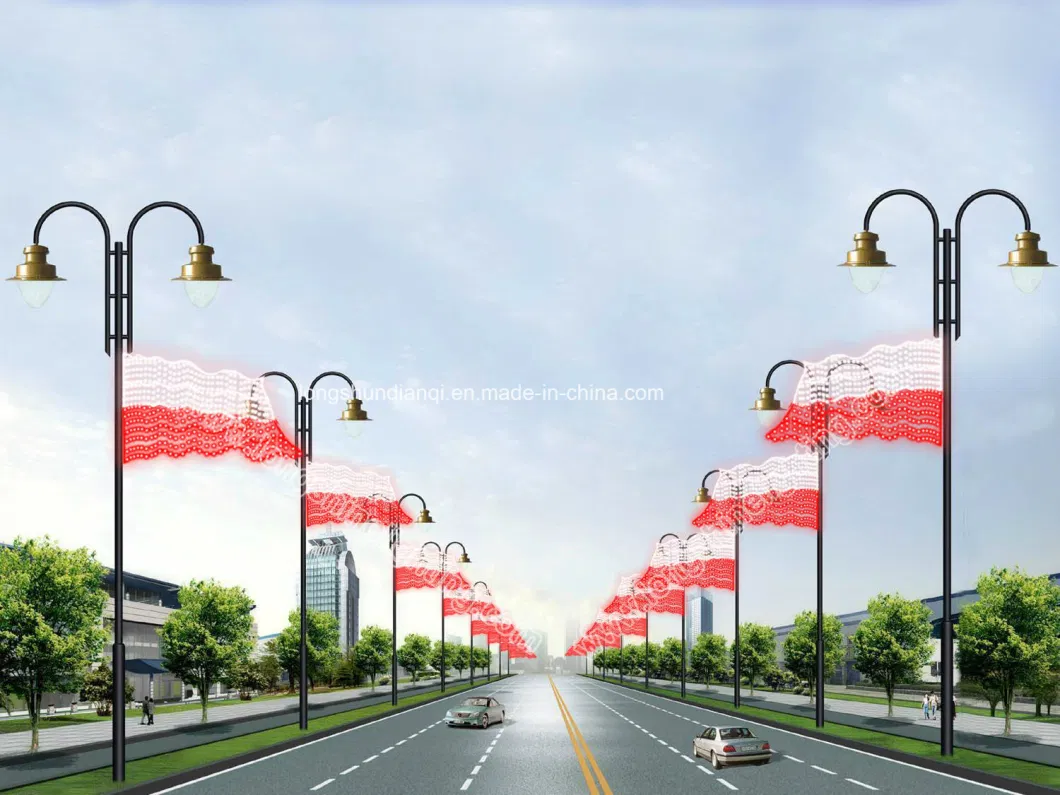 LED European UK Belgium Flag Shaped Pole Street Modeling Light for National Day Decoration
