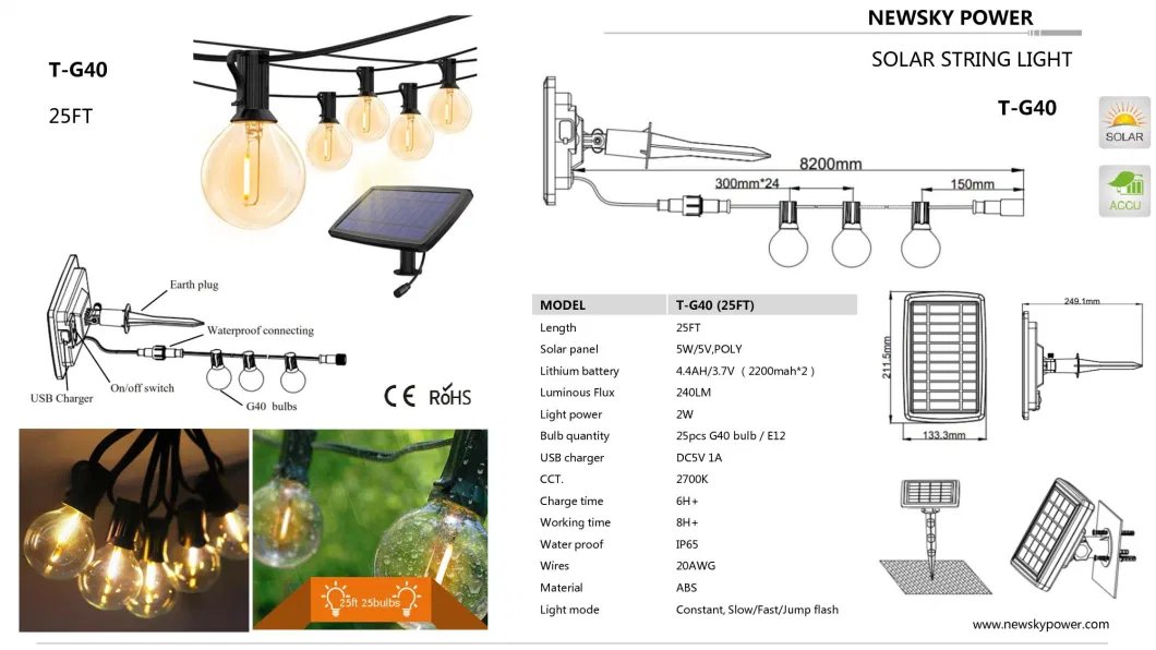 New Factory Direct Sale for Garden Yard Christmas Outdoor Solar String Light