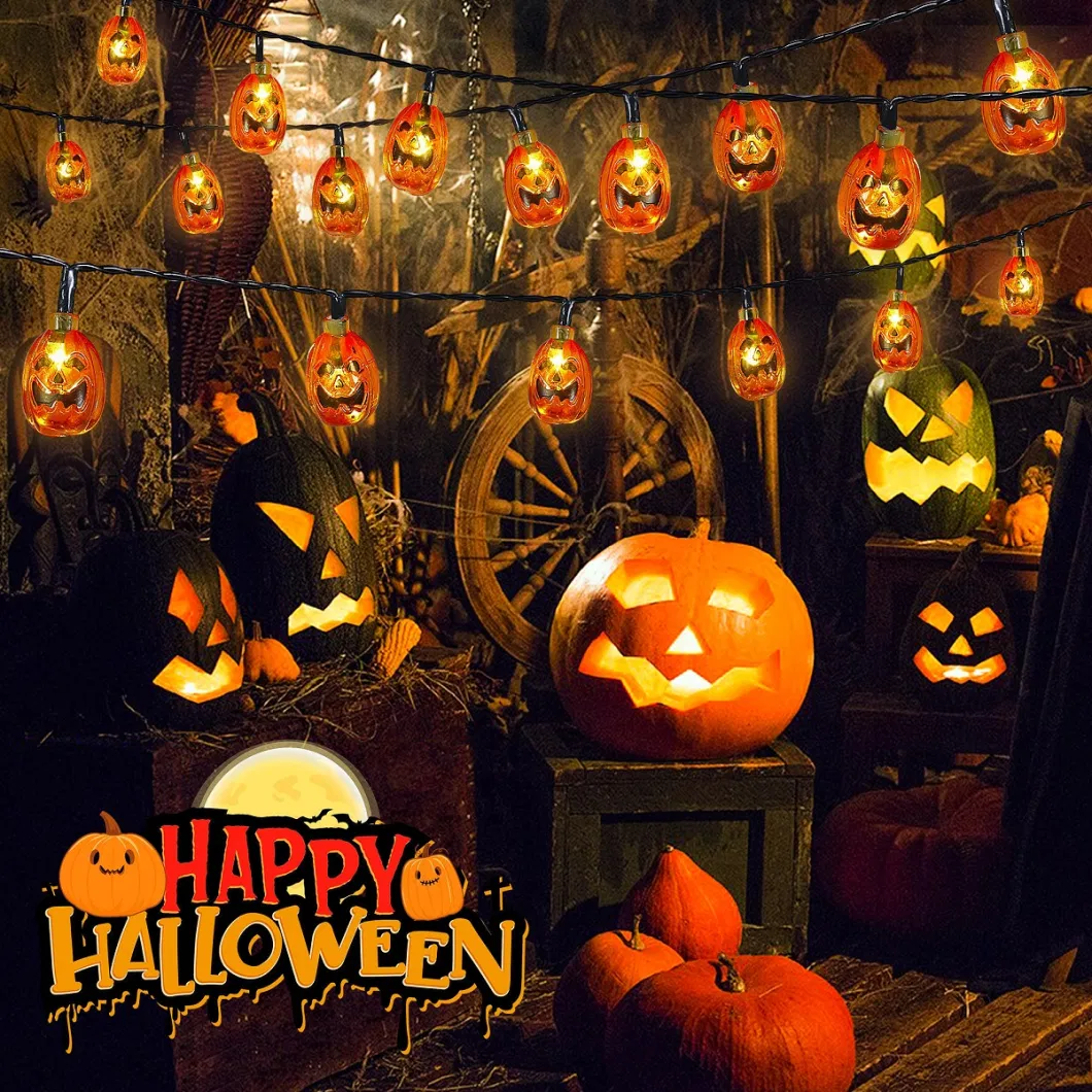 Halloween Decoration Fall Garland LED Solar Indoor Outdoor Decor Pumpkin String Lights