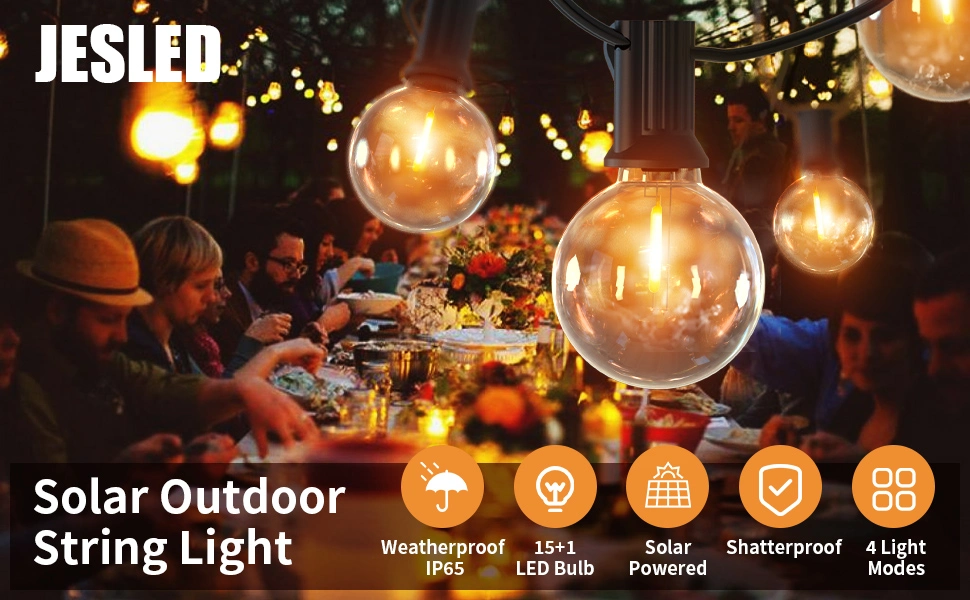 Jesled 15m 50FT E12 S14 LED Bulb 220V IP65 Waterproof Wedding Party Patio Garden Outdoor Solar Festoon String Light