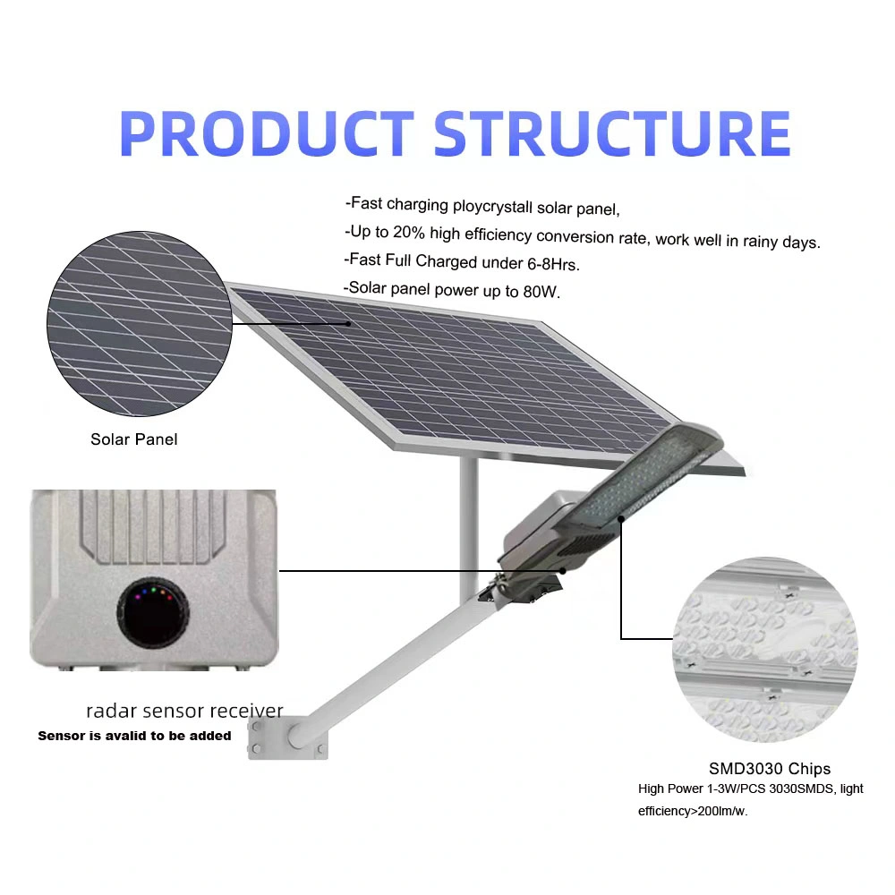 500W Solar Street Lights Outdoor Lamp, Dusk to Dawn IP67 Security LED Flood Light with Remote Control Mounting Pole and Bracket Garden, Court, Parking Lot