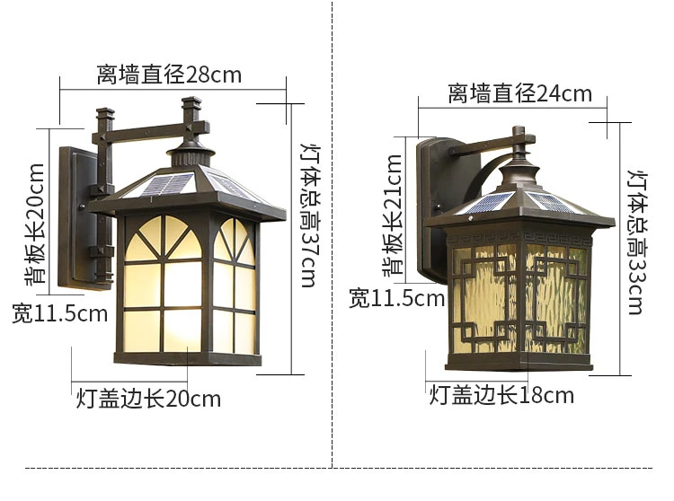 Outdoor LED Gate Bollard Lampara Outside Post Pillar Landscape Lighting Vintage Solar Home Wall Lights