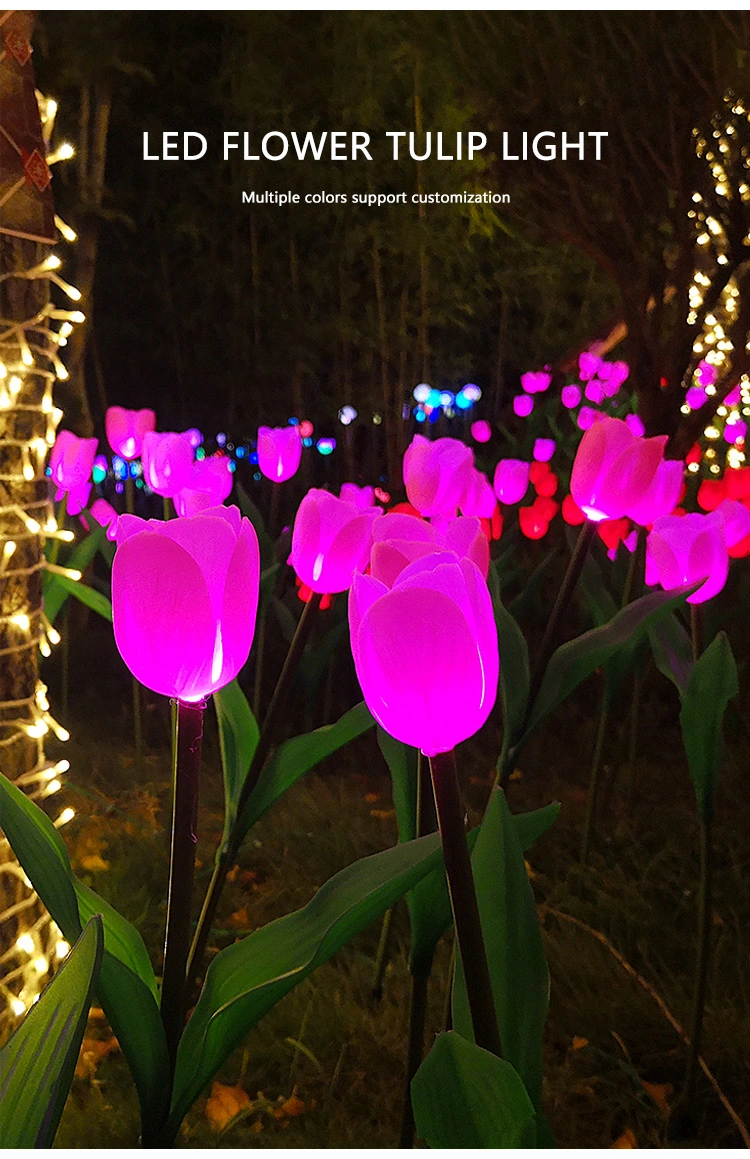 High Quality Outdoor Decoration Wedding Christmas LED Tulip Lights Super Bright Solar LED Garden Lights Waterproof