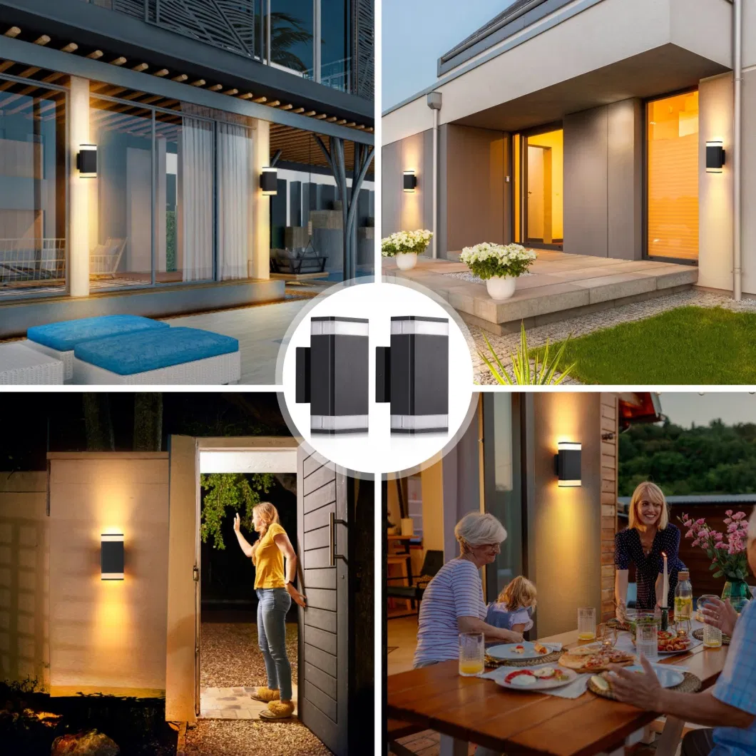 Corridor up and Down IP65 External Aluminum Black Housing Direct Indirect Night Sconce Lighting Fixrures Stairs LED Wall Mounted Lamp Fitting Outdoor Wall Light