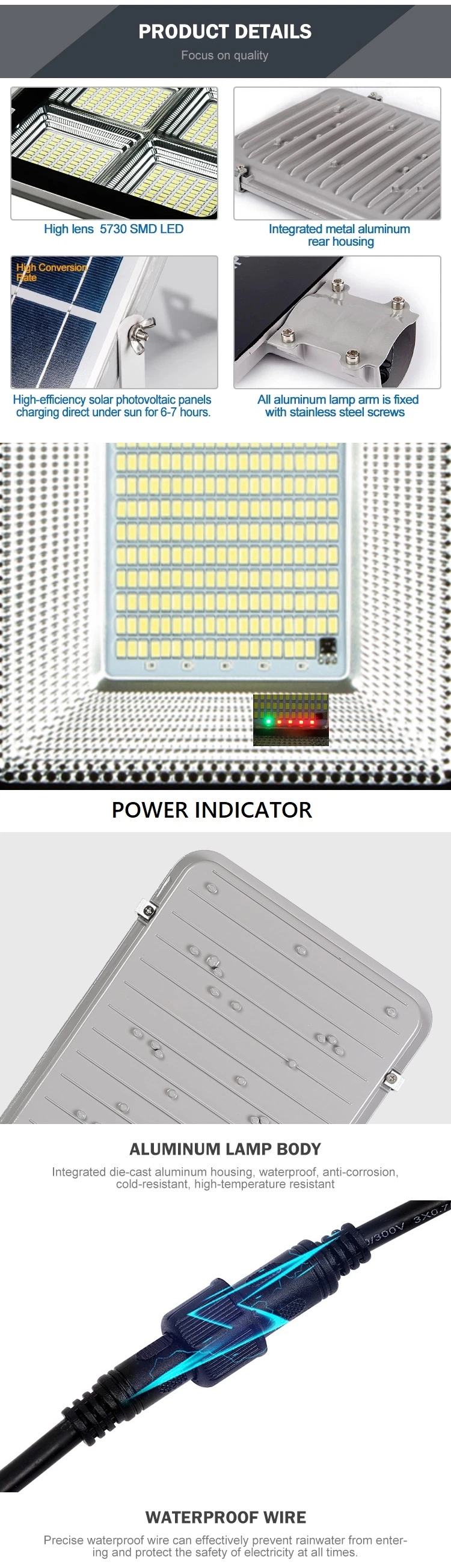 Guzhen Factory Wholesale Best Price Aluminum Solar Powered LED Garden Street Light with Remote