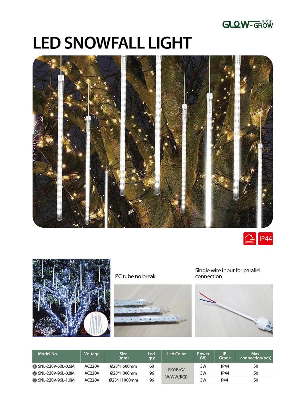 White 2835/36L Solar Meteor Shower Rain Lights with 35cm 10 Tube White Falling Fairy String Lights for Xmas Tree Wedding Holiday Party Christmas Decoration
