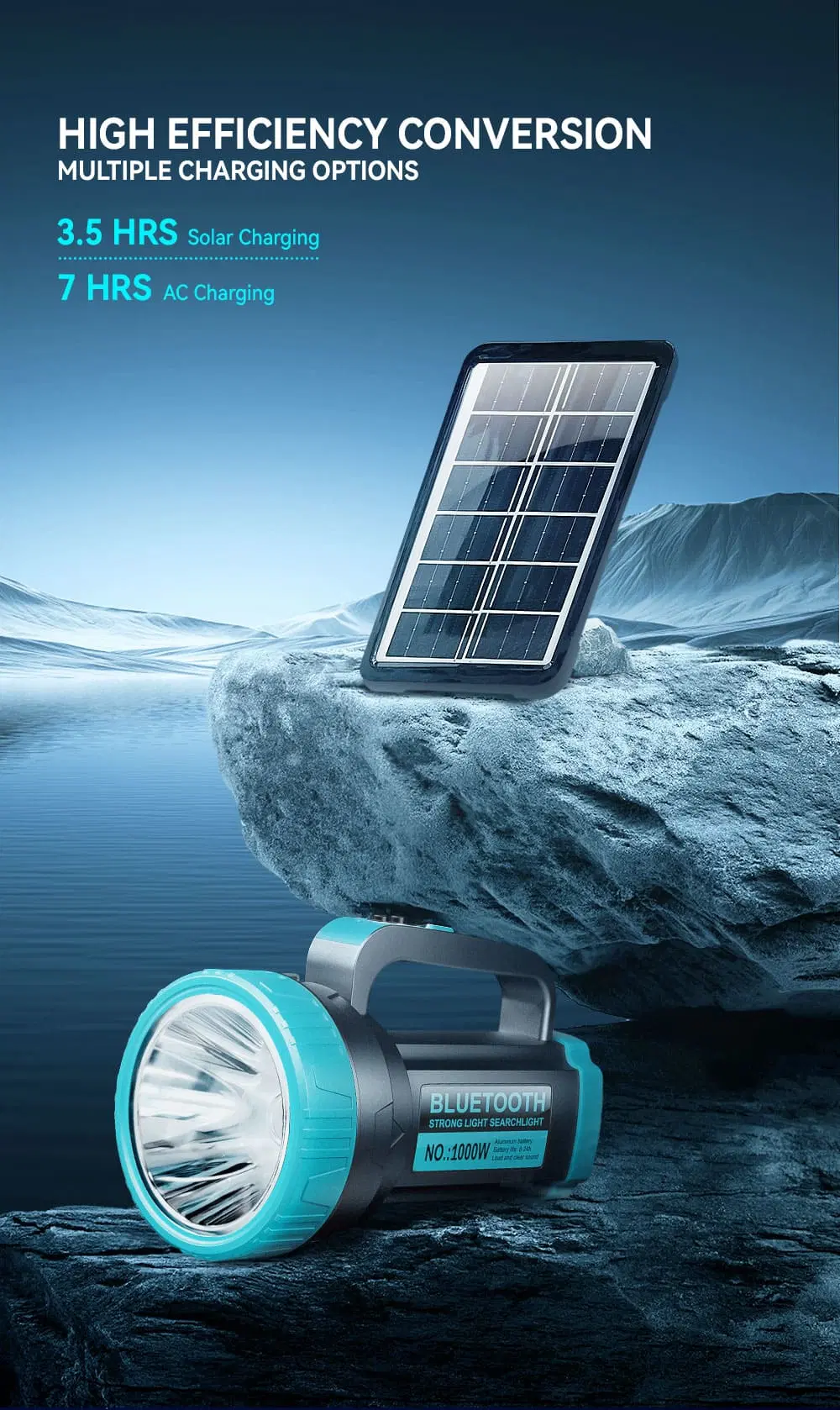 Solar Brilliance Unleashed 500m Lighting Range Paired with Crystal-Clear Bluetooth Sound Solar Flashlight