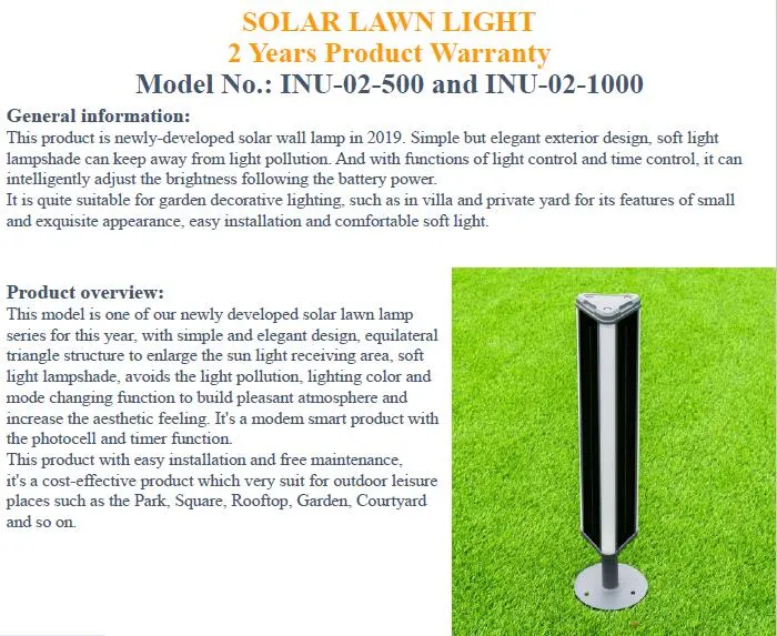 IP 66 10W Solar Landscape Lighting (INU-02-1000)