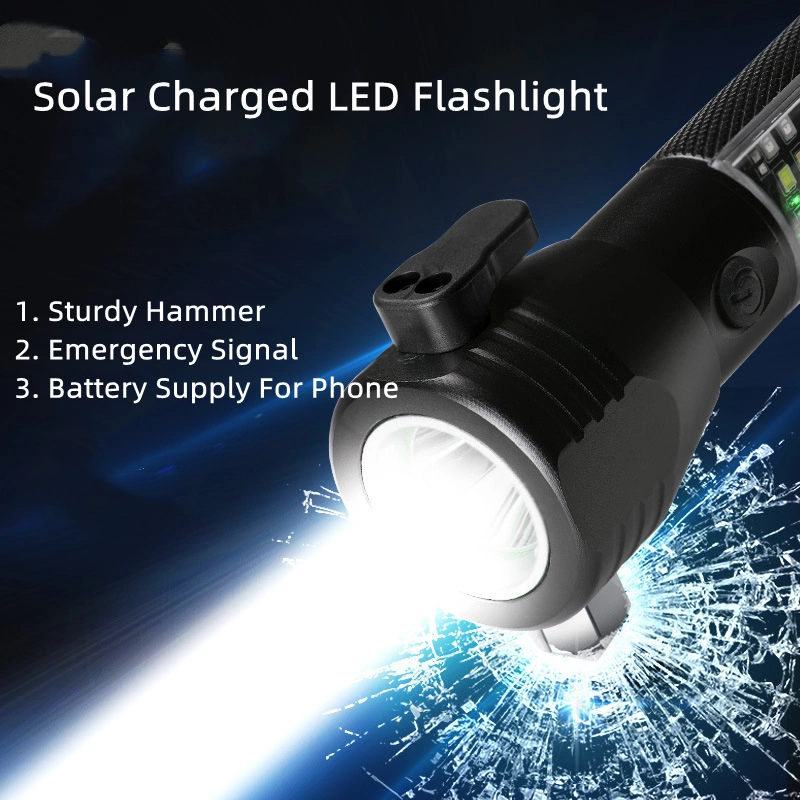 2024 Solar Rechargeable Flashlight Torch LED for Camping Outdoor