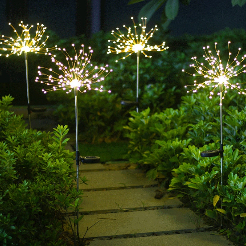 Wholesale Waterproof Solar Powered Garden Firework String Lamp Outdoor Garden Decorative Lighting Hot Sale RGB Colorful LED Garden Light