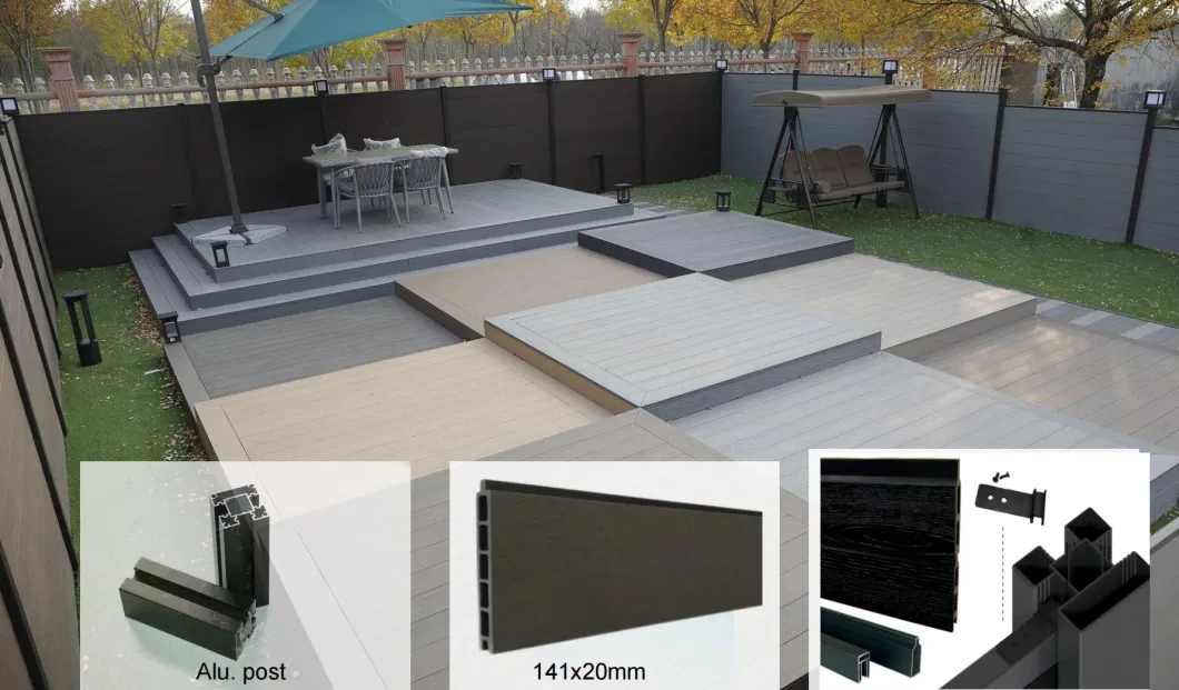 Privacy Panel Solar Fence Lights Outdoor WPC Fence