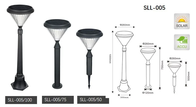 Sll-005 Solar Powered Outdoor Waterproof LED Lawn Garden Courtyard Light for Decoration Design Landscape Ground Wall
