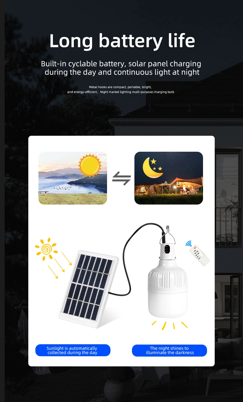 Portable Solar Light Bulb Outdoor Rechargeable Emergency Solar Powered Light Bulb