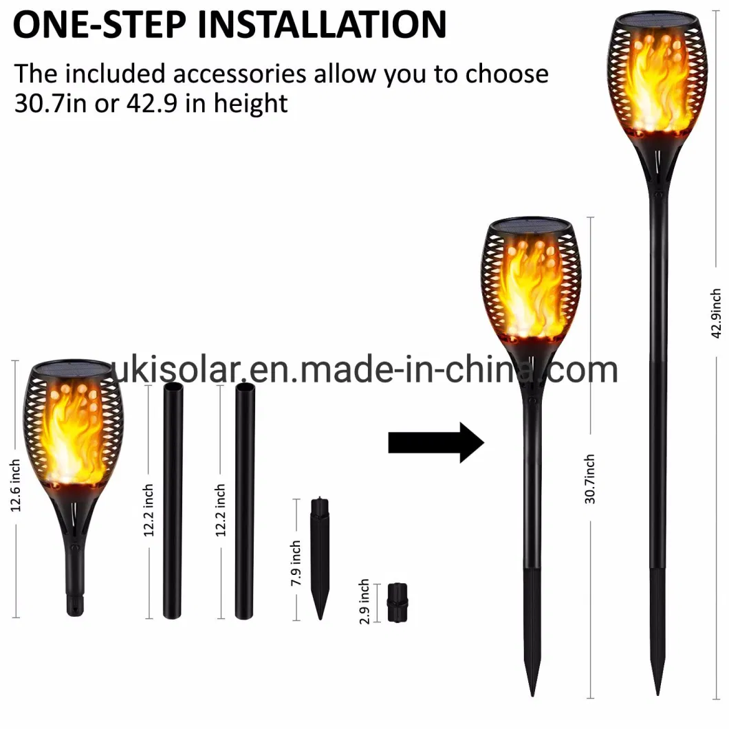 Ukisolar Solar Lights Upgraded, Waterproof Flickering Flames Torches Lights Outdoor Solar