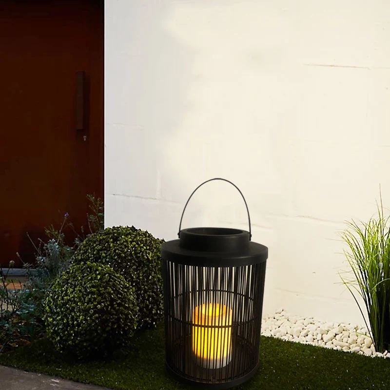 2in1 Outdoor Rattan Hanging Warm White Lantern for Party LED Solar Rattan Lantern