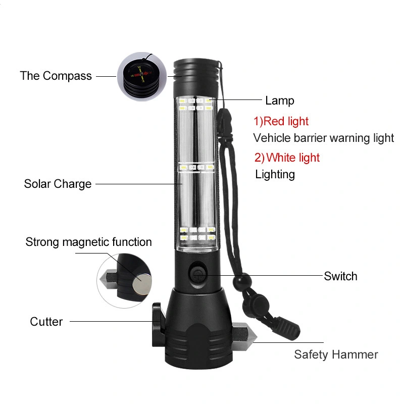 2024 Solar Rechargeable Flashlight Torch LED for Camping Outdoor