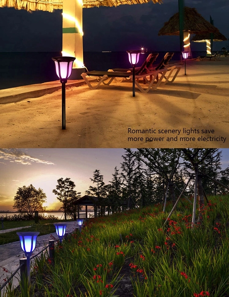 Waterproof Garden Landscape Lawn Lamp, Outdoor LED Solar Flame Flickering Light for Christmas Decoration