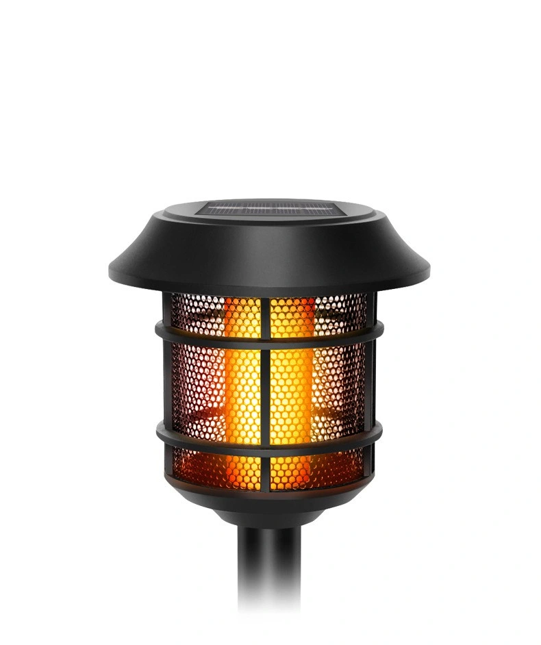 Waterproof Outdoor Lighting Solar LED Pillar Lamp Fickering Flame Decorative Garden Lights