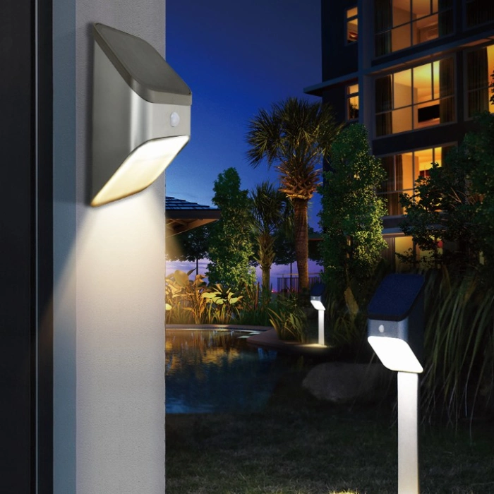 New Slim Design Smart Motion Dimming Waterproof IP65 1W Plastic Solar Gate Post Pillar Light
