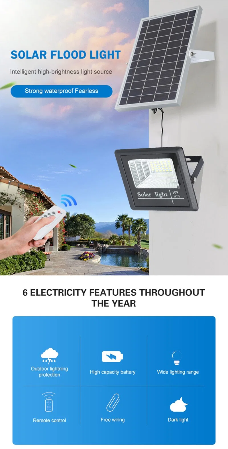 Super Bright 150W 200W Reflectores Lamp 300W Outdoor Motion Sensor Lampara Dusk to Dawn with Remote Control Solar Power Security Post Spotlights Flood Lights