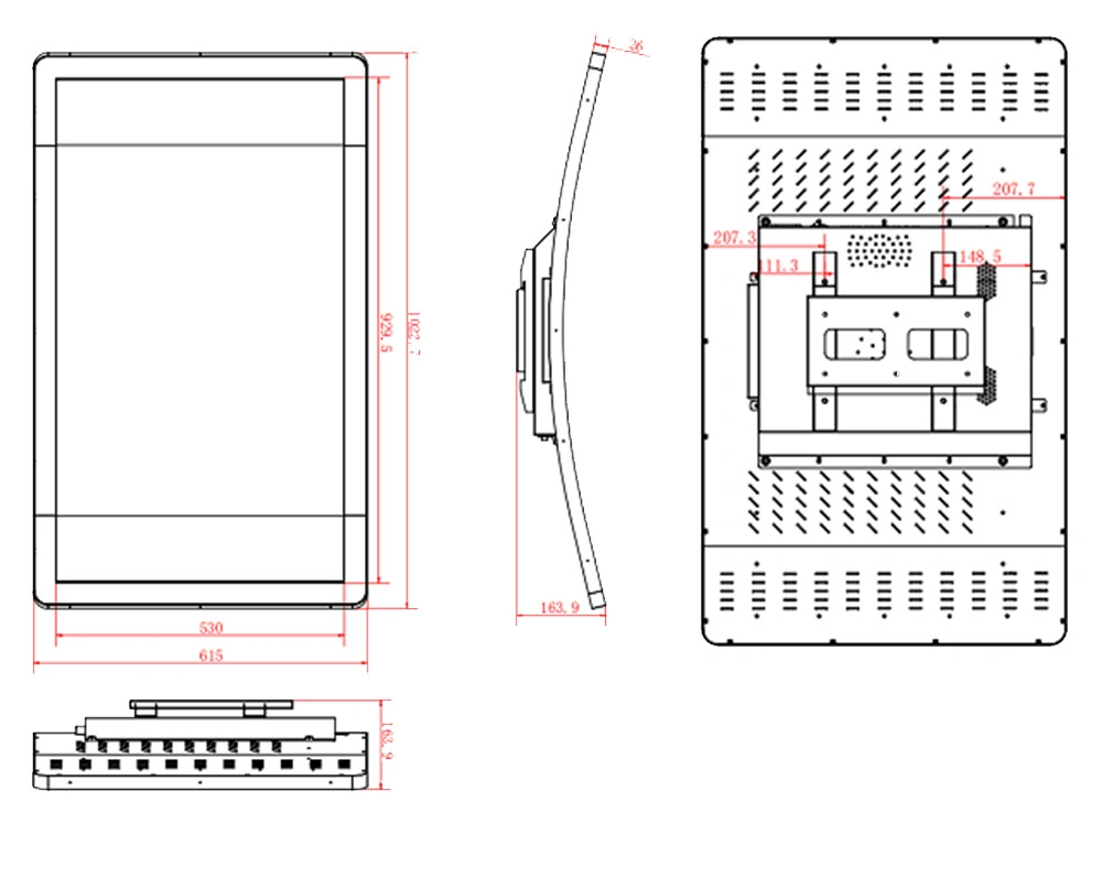 43 Inch Curved Touch Screen TFT LCD Monitor Display 3840*2160 Resolution with LED Light