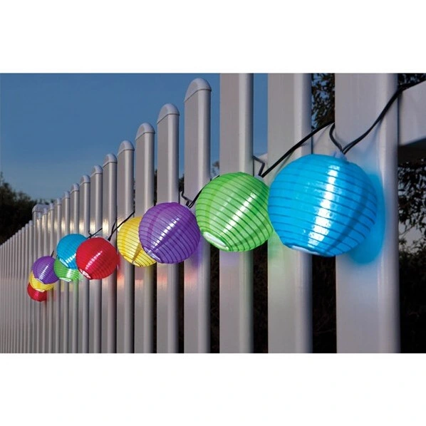 Chinese LED Flame Light Hanging Garden Lighting Solar Power Paper Lamp String Lanterns