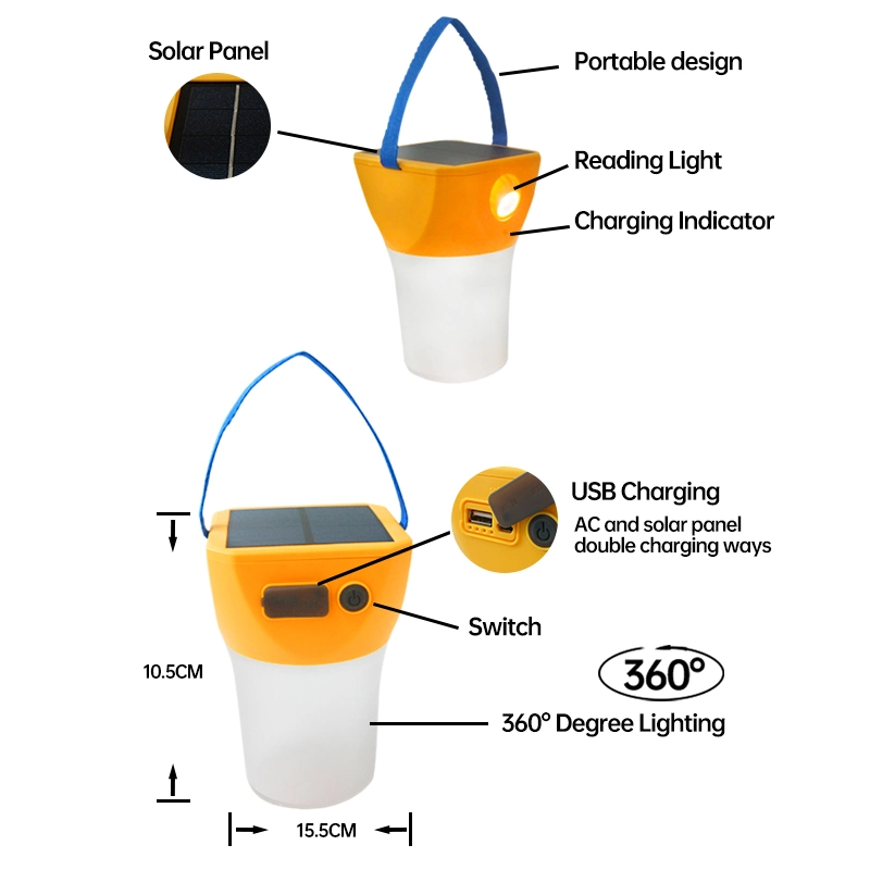 Solar Lantern for Indoor and Outdoor and Camping Light with USB Point Power Your Phone for Nigeria.