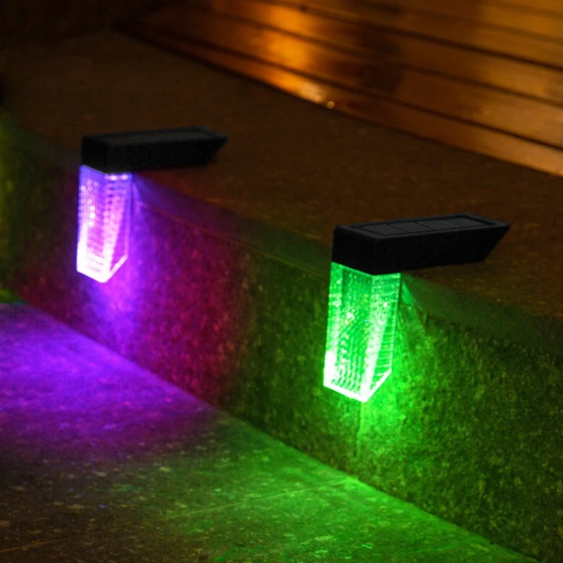 New Style Waterproof LED RGB Outdoor Garden Solar Wall Light for Fence Stairs Railing Decoration