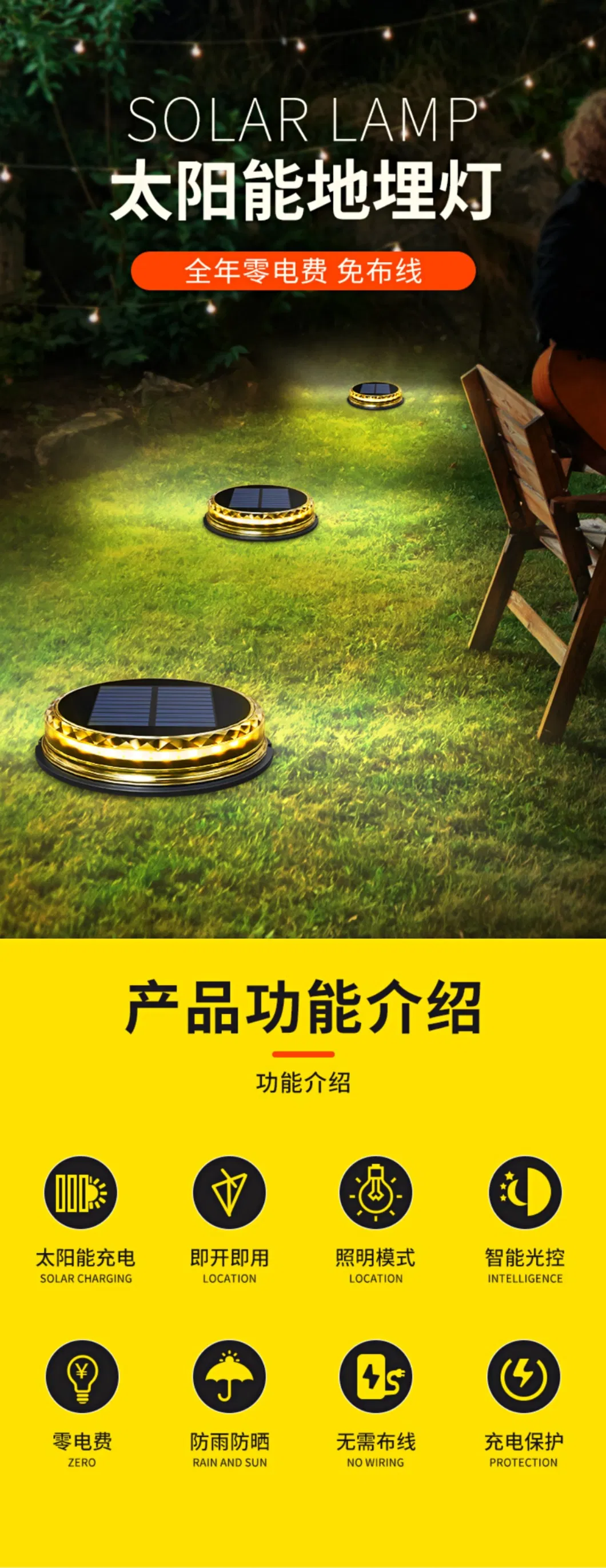 Solar Garden Lamp in-Ground Outdoor Landscape Lighting Solar Ground Lights