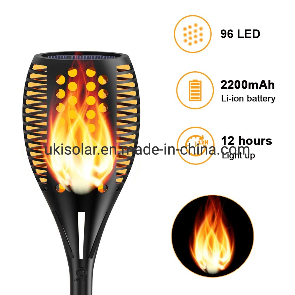 Ukisolar Solar Lights Upgraded, Waterproof Flickering Flames Torches Lights Outdoor Solar