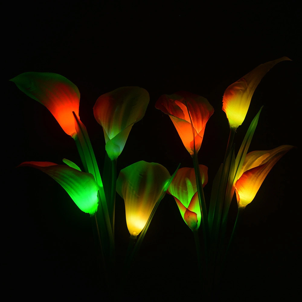 Solar Energy Rechargeable LED Calla Lily Flower Stake Light for Outdoor Garden Patio Pathway Porch Backyard Bl16586
