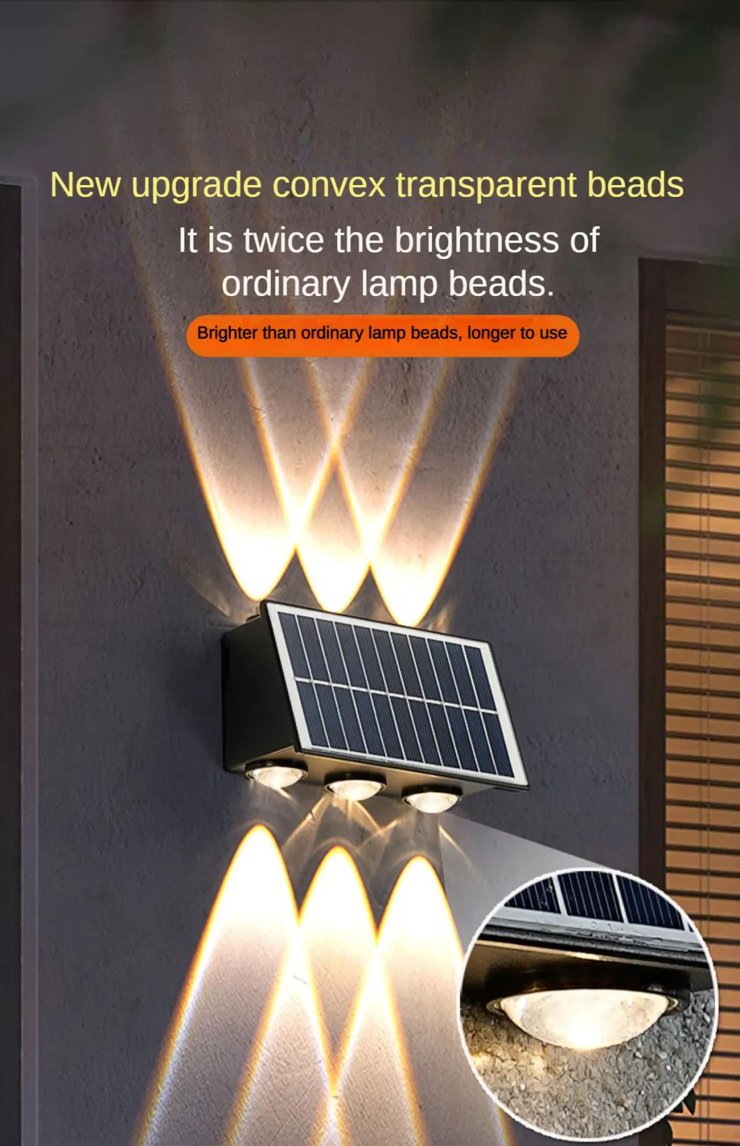 Outdoor Solar LED Lamp Smart Waterproof Porch Wall Lights for Balcony Courtyard Light