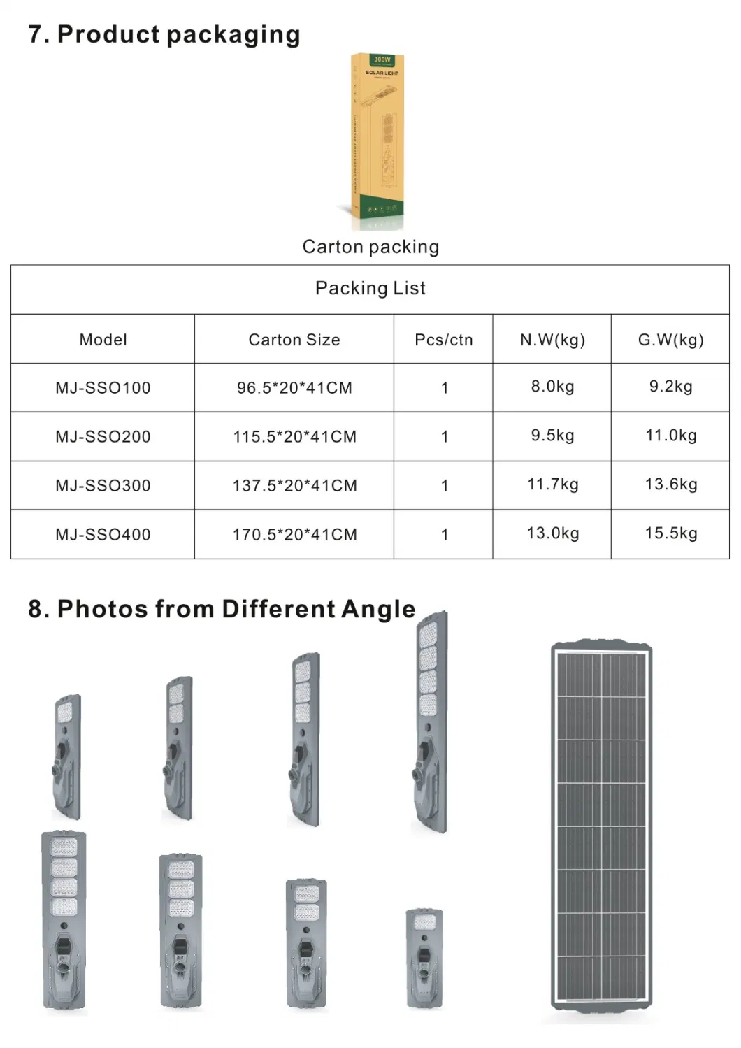 Super Bright Die-Casting Aluminum Housing Integrated SMD 300W Street Solar Light Outdoor