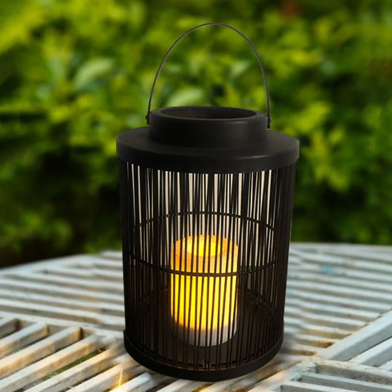 2in1 Outdoor Rattan Hanging Warm White Lantern for Party LED Solar Rattan Lantern