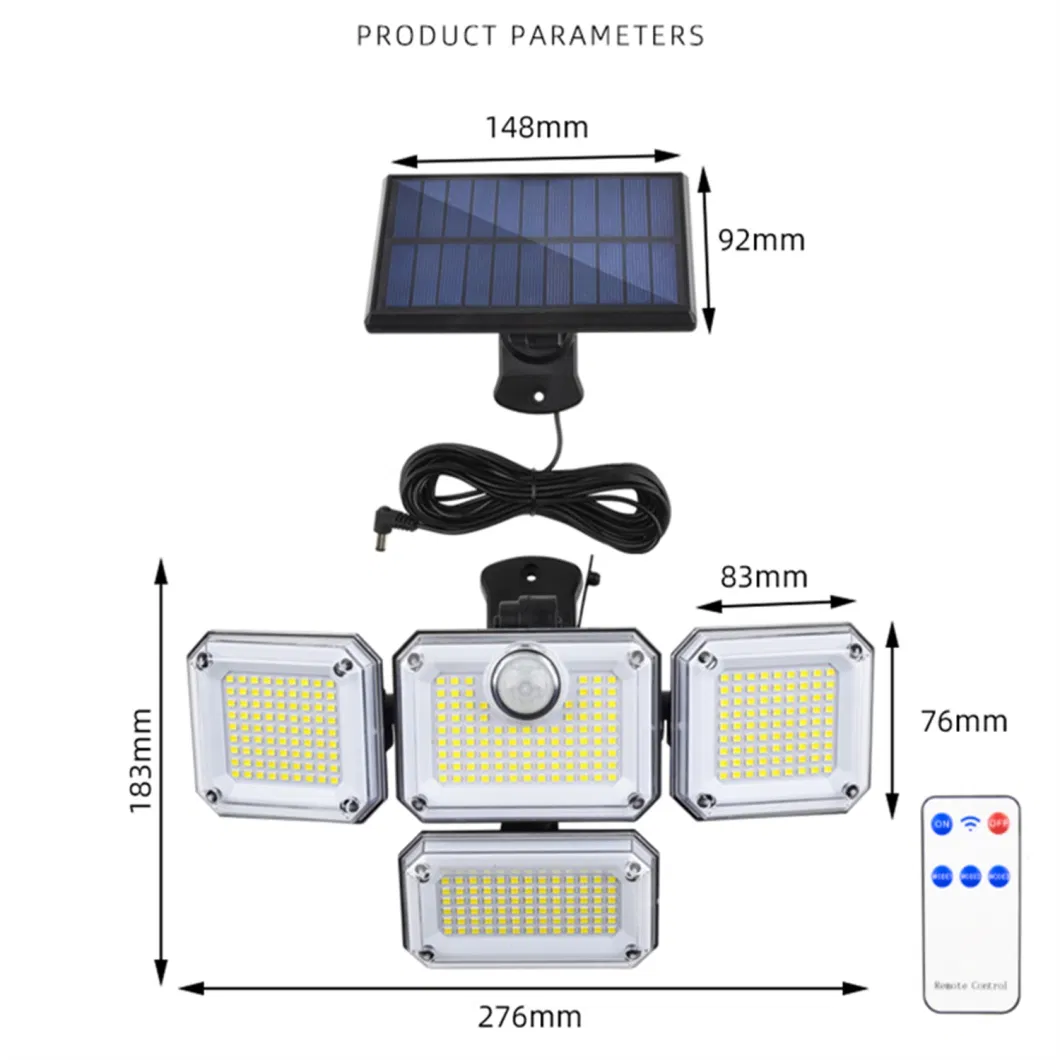 3 Head LED Solar Motion Sensor Flood Light Garden Wall Security Lamp Outdoor