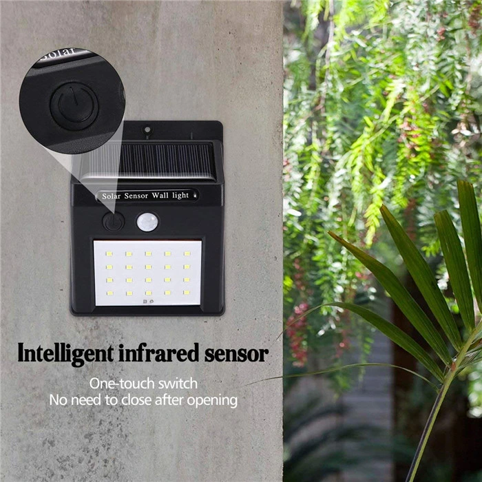 Goldmore11 20LEDs Garden Security Night Light Waterproof Ipx5 Solar Powered Wall Sensor Light