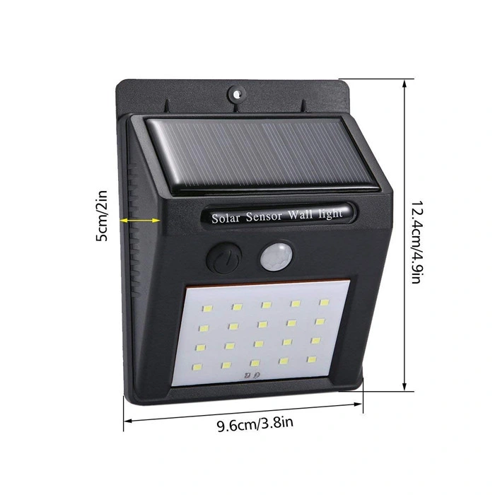 Goldmore11 20LEDs Garden Security Night Light Waterproof Ipx5 Solar Powered Wall Sensor Light