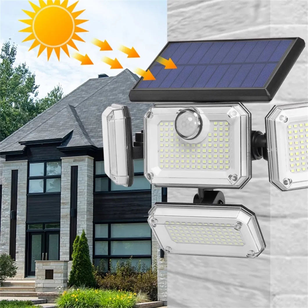 3 Head LED Solar Motion Sensor Flood Light Garden Wall Security Lamp Outdoor