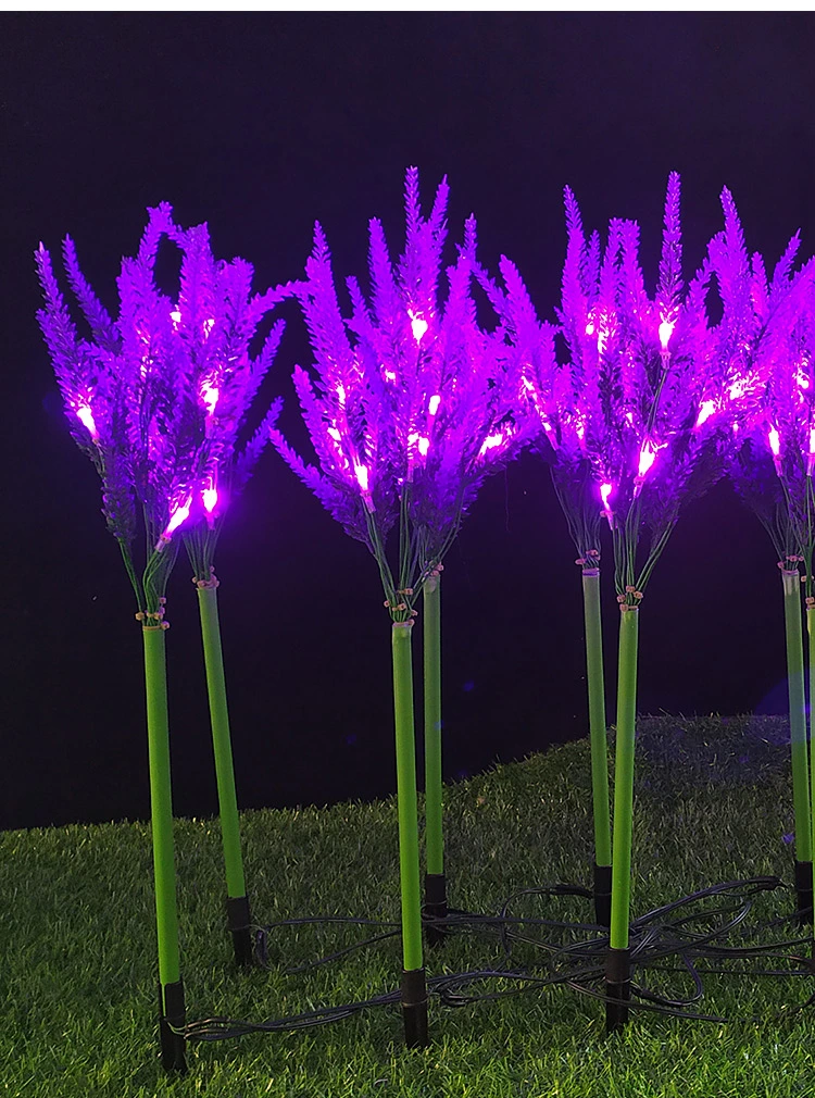 Outdoor IP65 Waterproof Decorative LED Lavender Garden Lamp Solar Flower Lights for Walkway Wedding Party Yard Patio Pathway