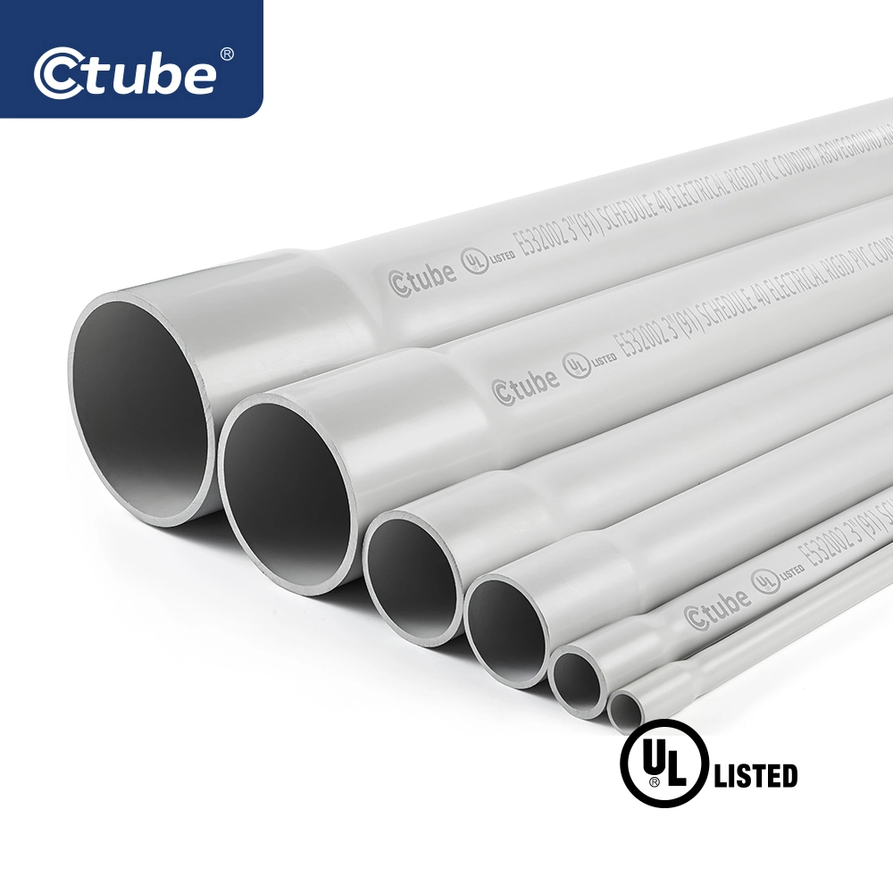 Ctube UL Listed 2 4 6 Inch Schedule 40 Conduit Belled End Sch 40 PVC Pipe Sunlight Resistant