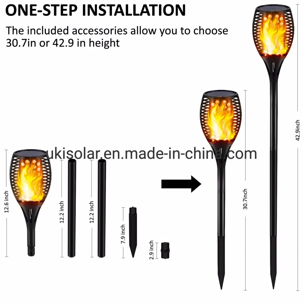 Upgraded Solar Lights 96 LED 42.9 Inch, Waterproof Flickering Flames Torches Lights Outdoor Solar Spotlights Landscape Lighting Dusk to Dawn Auto on/off