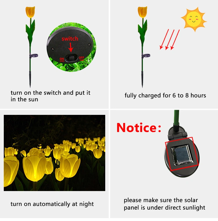 High Quality Outdoor Decoration Wedding Christmas LED Tulip Lights Super Bright Solar LED Garden Lights Waterproof