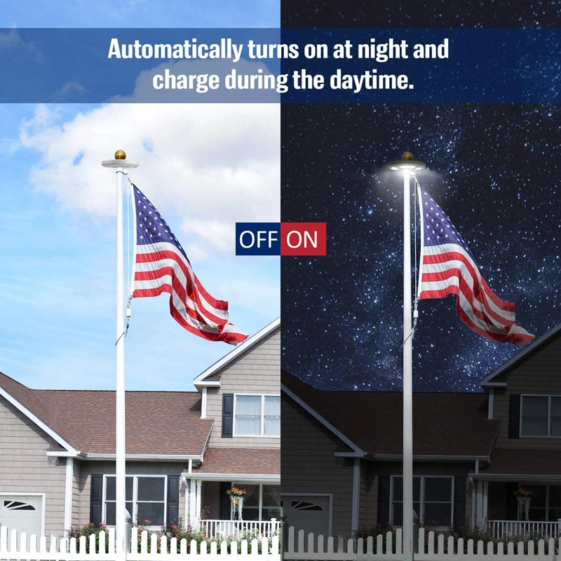 128LED Flag Pole Lights Solar Powered, American Flag Pole Light
